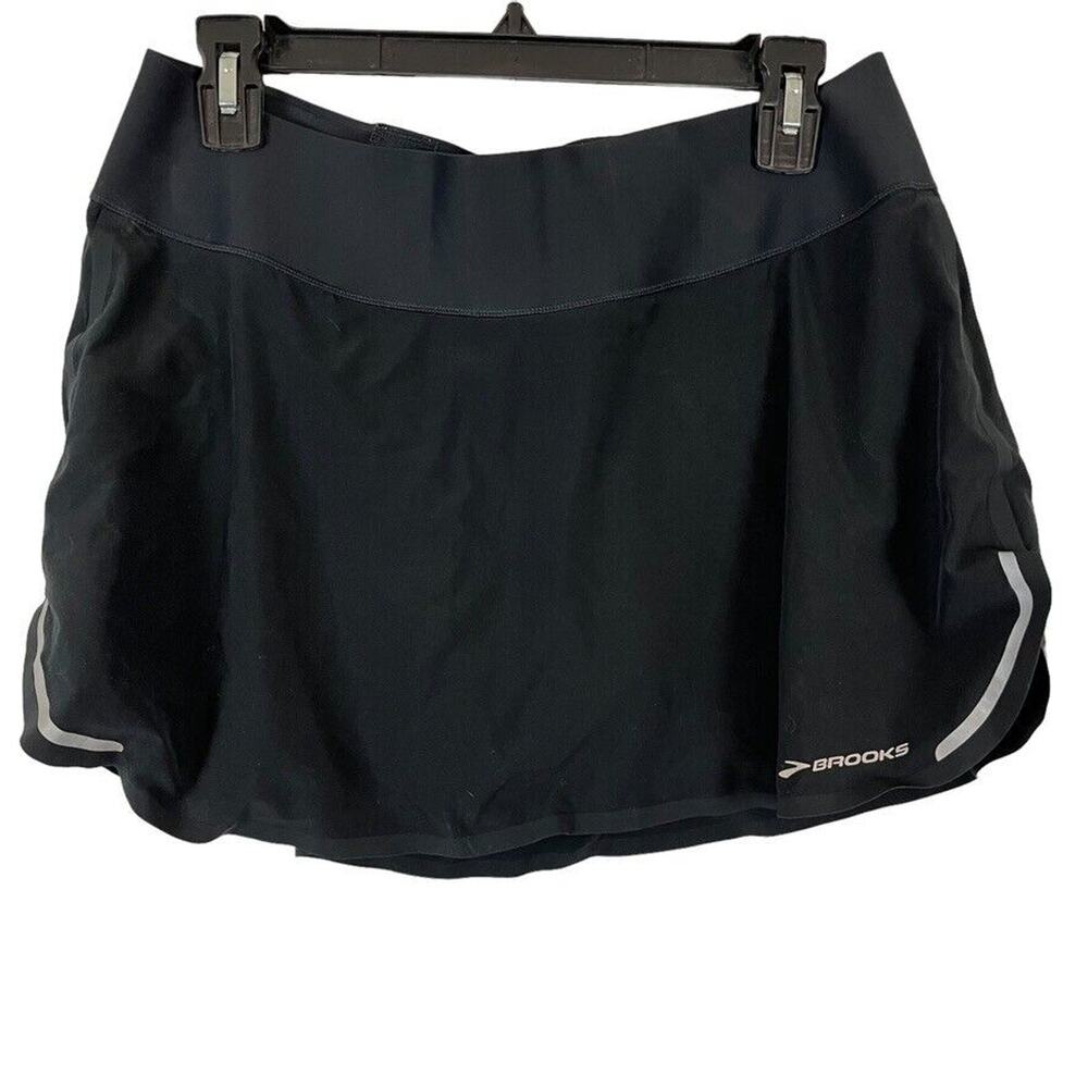 Brooks Womens Black Pull On Stretch Shorts Skort Skirt Tennis Golf Athletic M